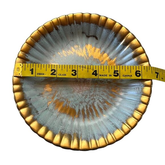 Vintage 1960s Stangl PotteryTrenton NJ Blue & Gold Fluted Pedestal Dish 6.5 x 4 - Picture 4 of 6